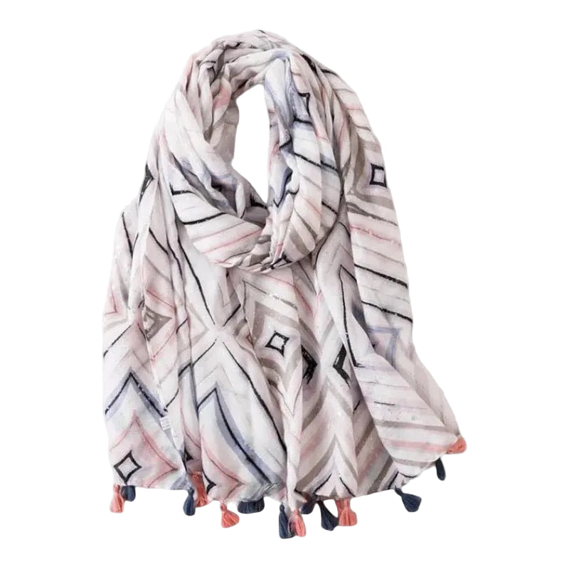 Ladies | Pink/Blue White Zig Zag Scarf