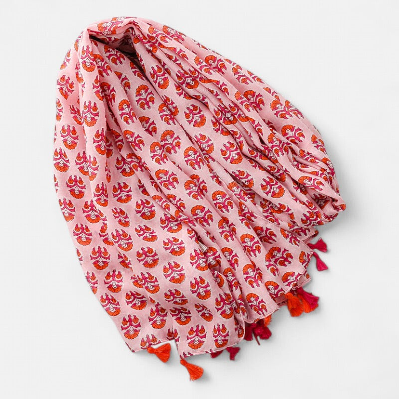 Ladies Pink & Orange Modern Printed Scarf