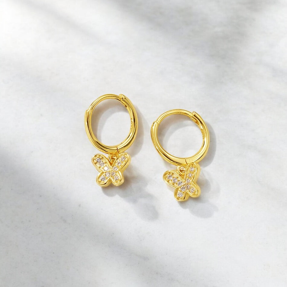 18K Plated | Butterfly Dangle Earrings
