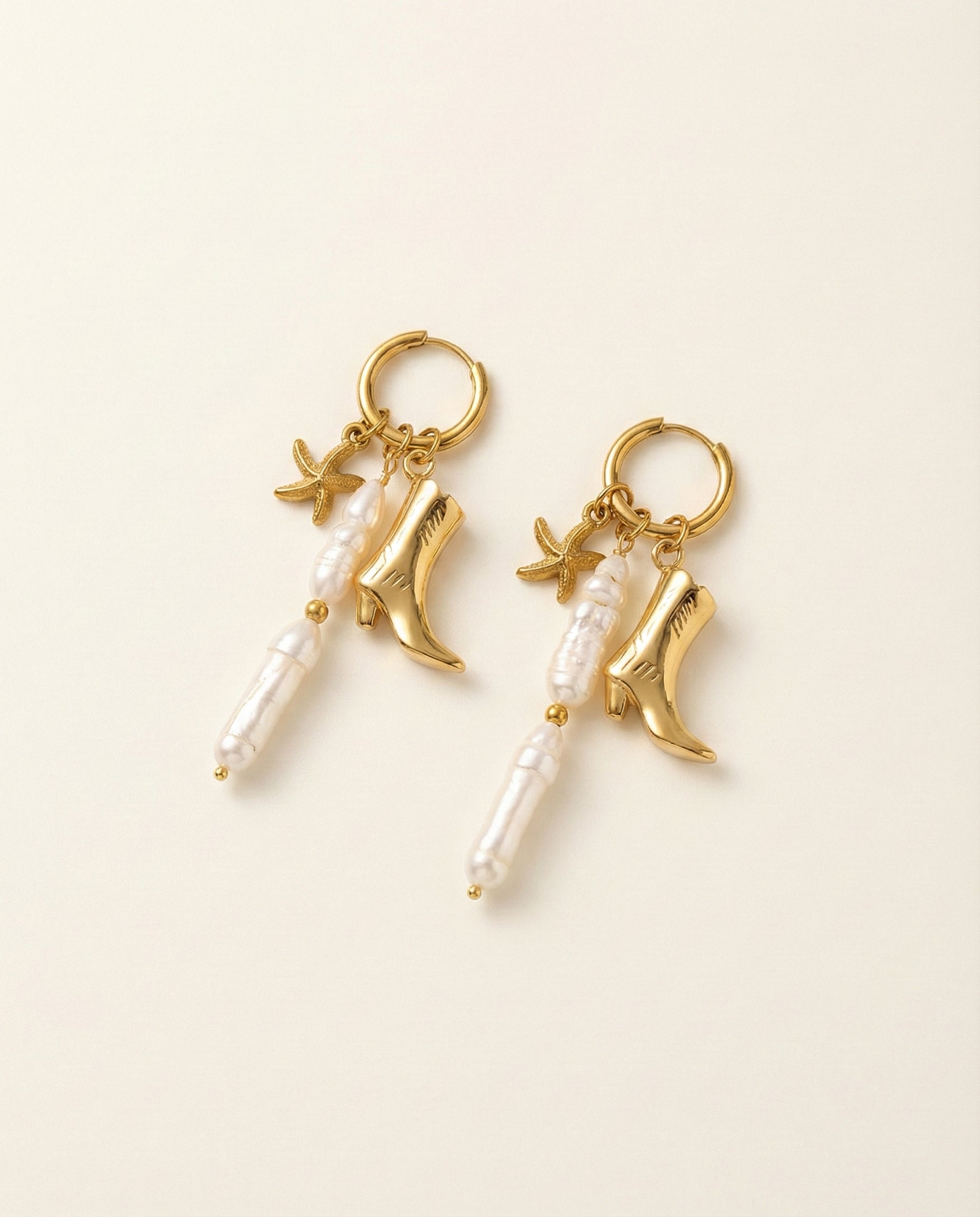 Cowgirl Boots Charm Gold Earrings