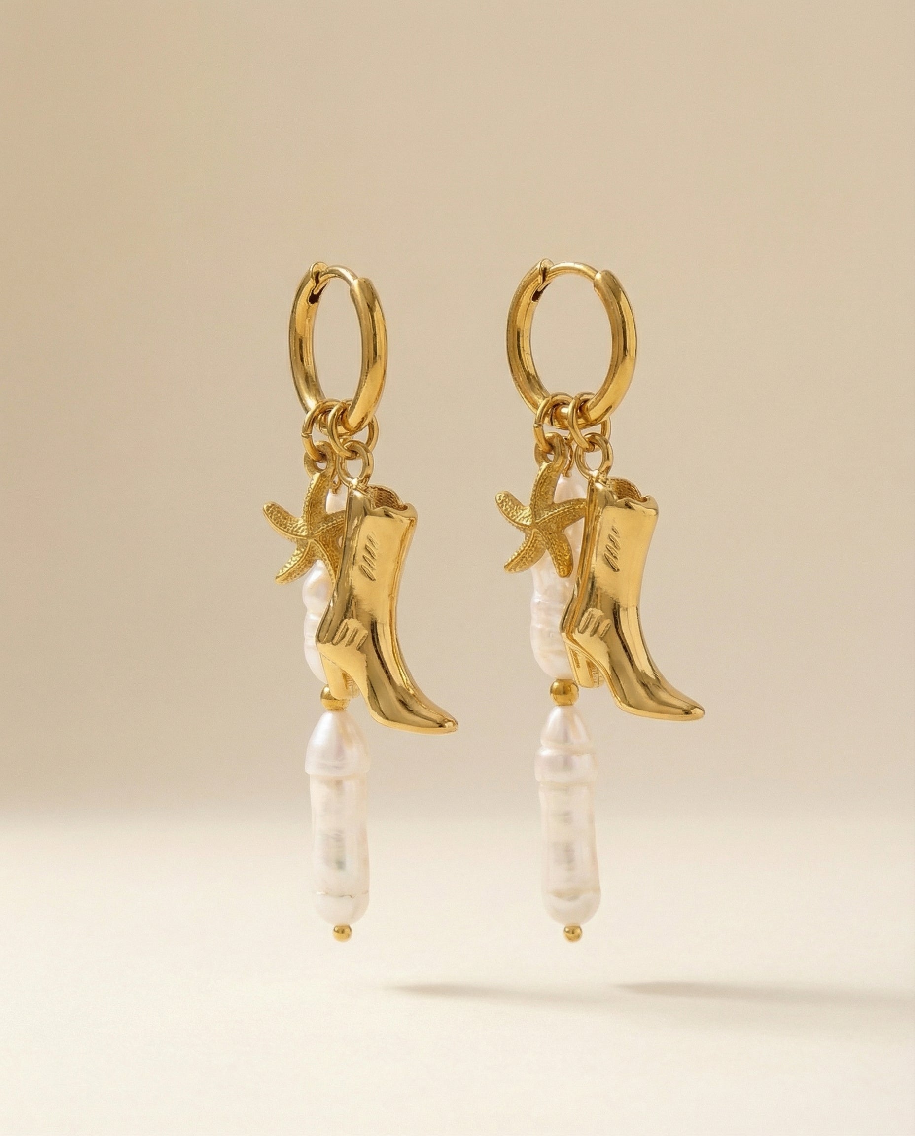 Cowgirl Boots Charm Gold Earrings