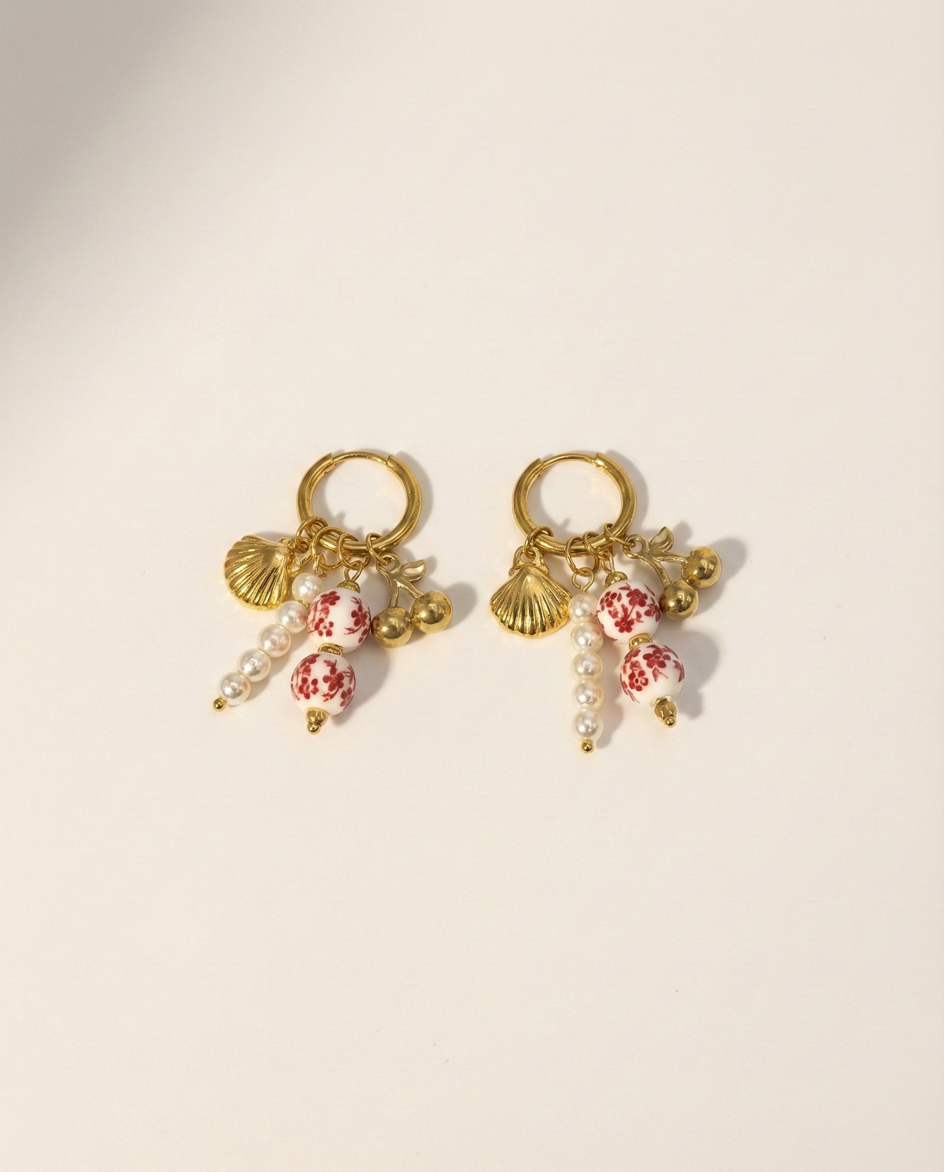 Red Cherry Gold Charm Earring