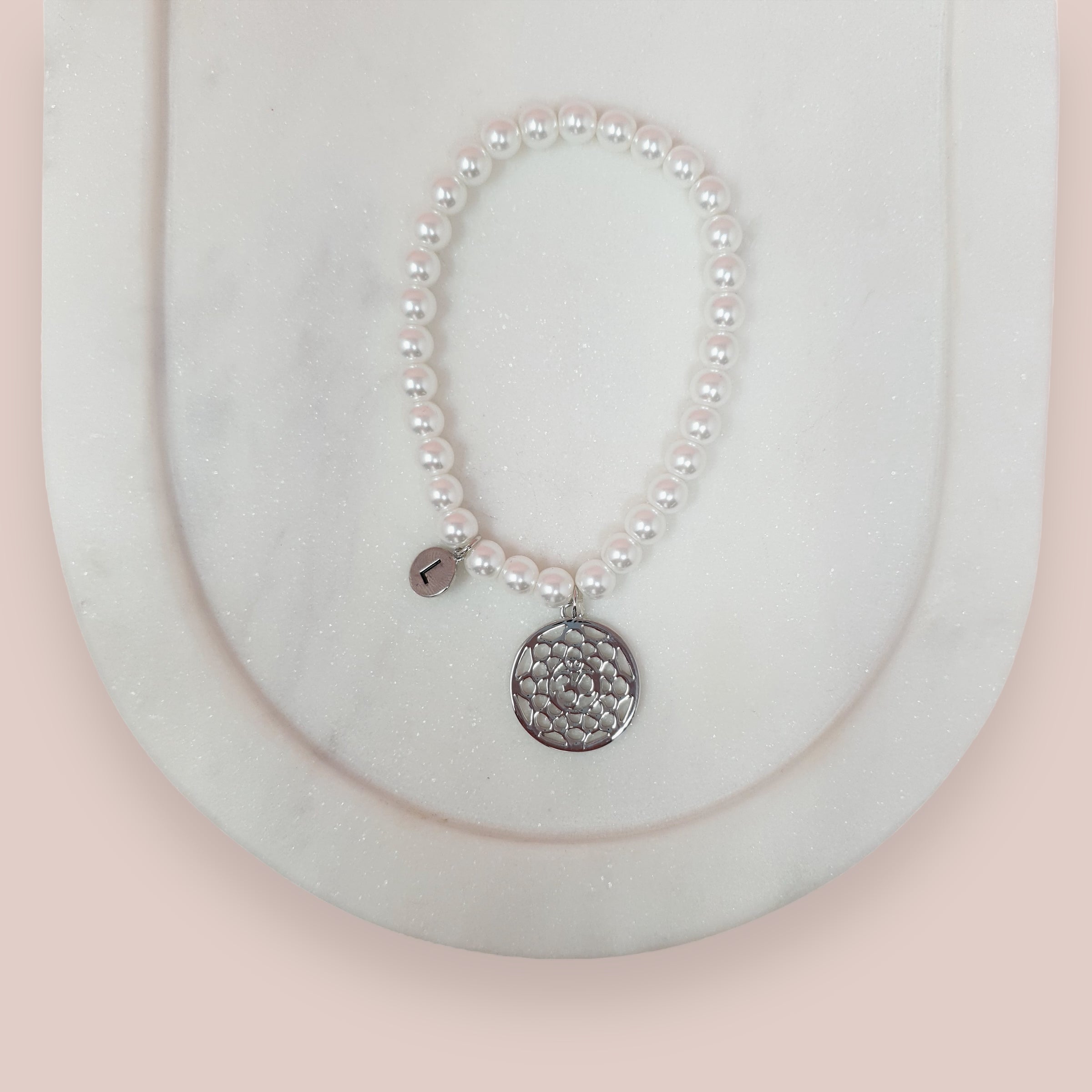 Pearl + Silver Pendant Bracelet