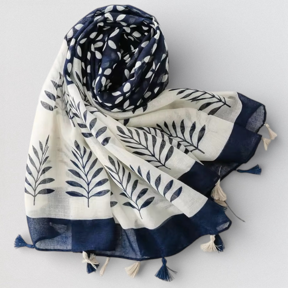 Ladies | Navy & White Tree Scarf