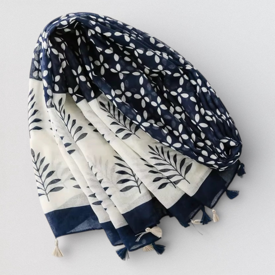 Ladies | Navy & White Tree Scarf