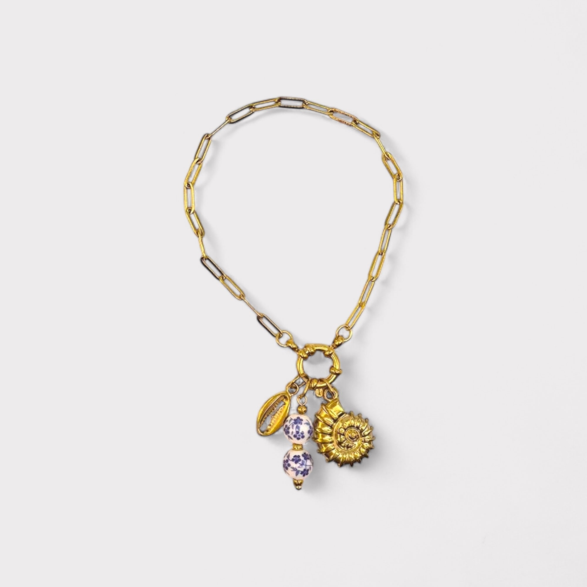 Blue Ocean Gold Charm Bracelet