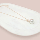 SHORT | Rose Gold Single Drop Pearl Necklace
