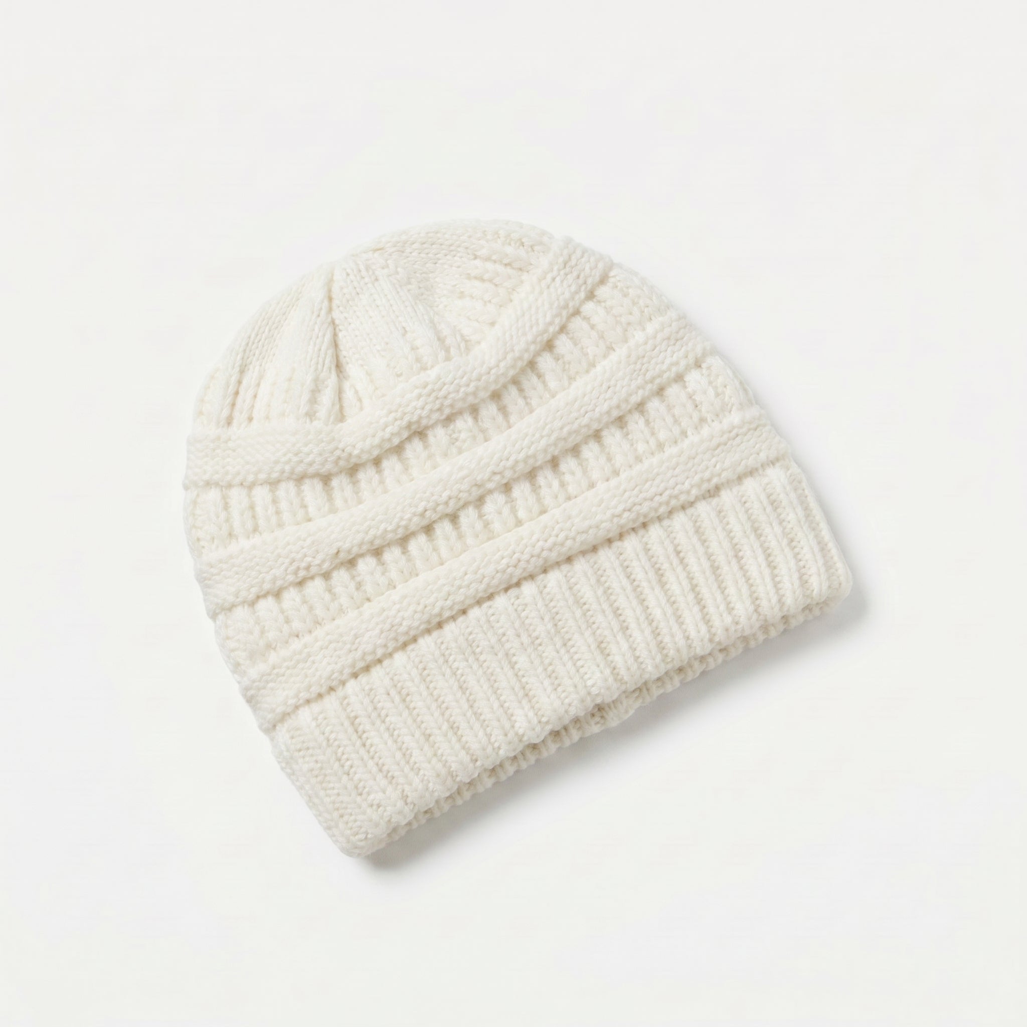 Ladies White Knit Beanie