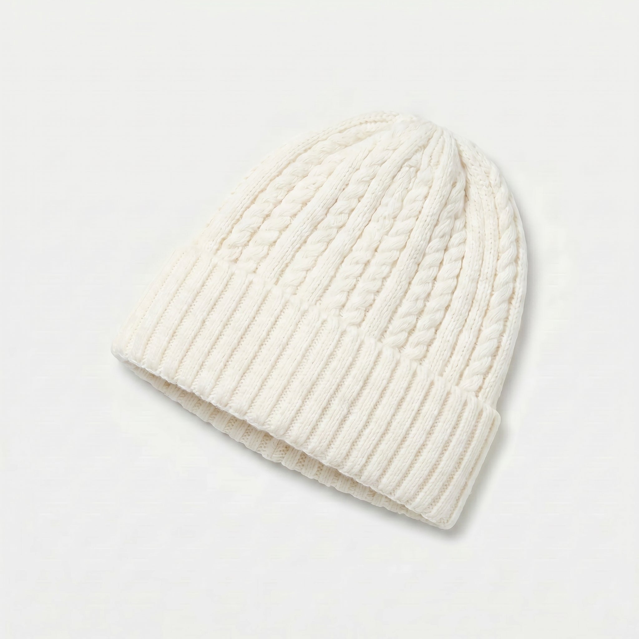 Ladies Cream Rib Beanie