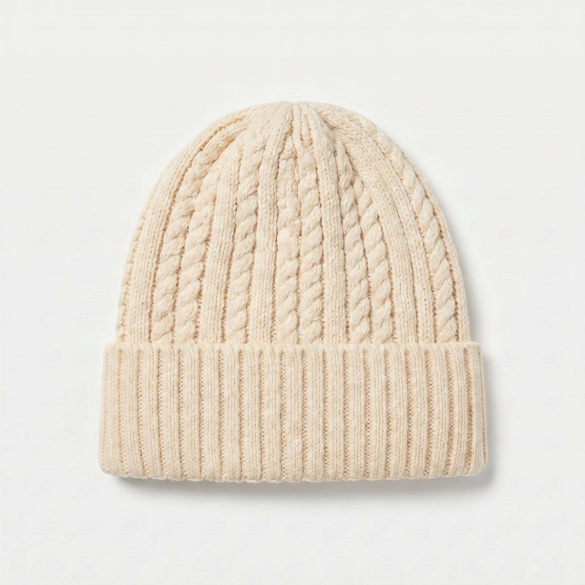 Ladies Beige Rib Beanie