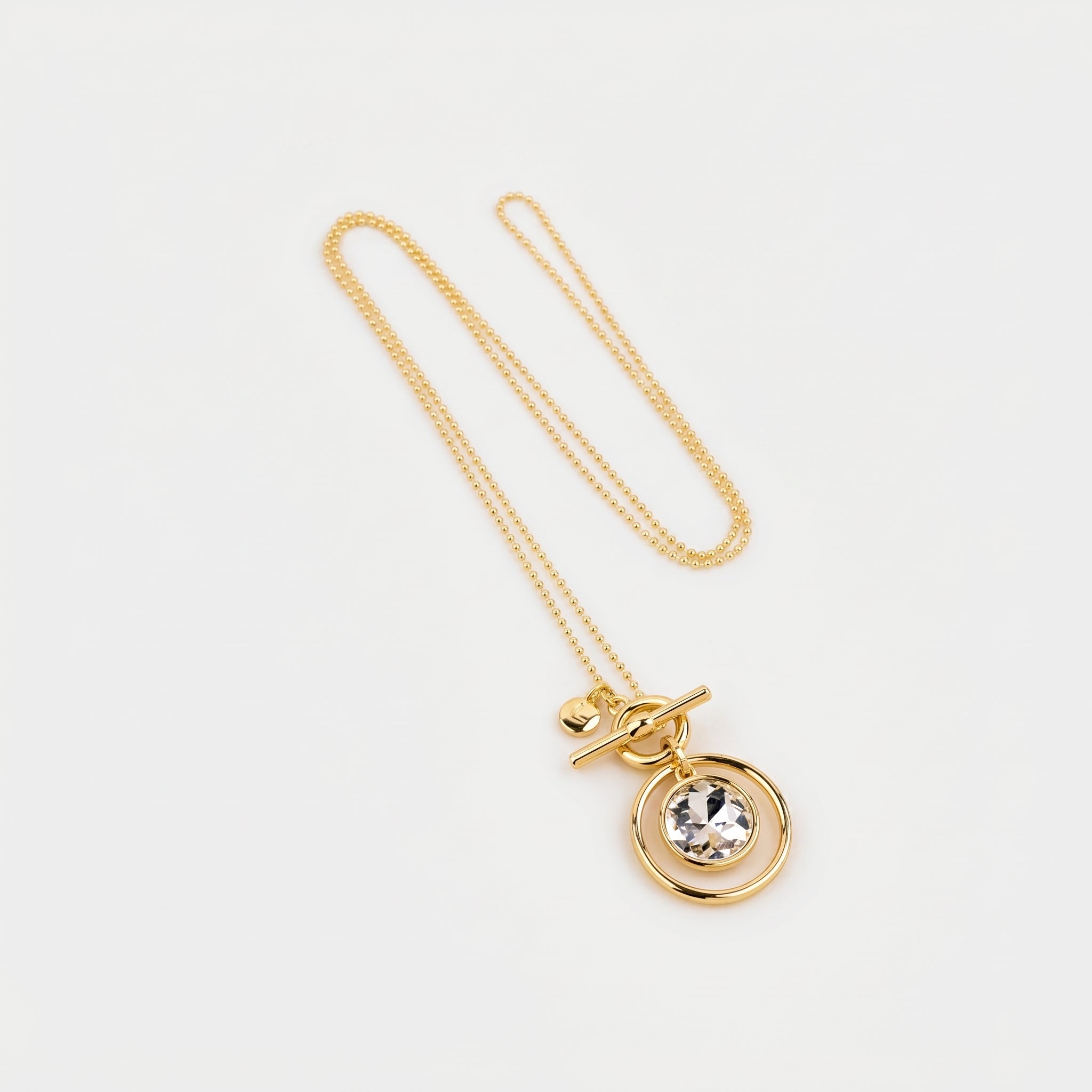 Rose Gold Ring & Crystal Long Necklace
