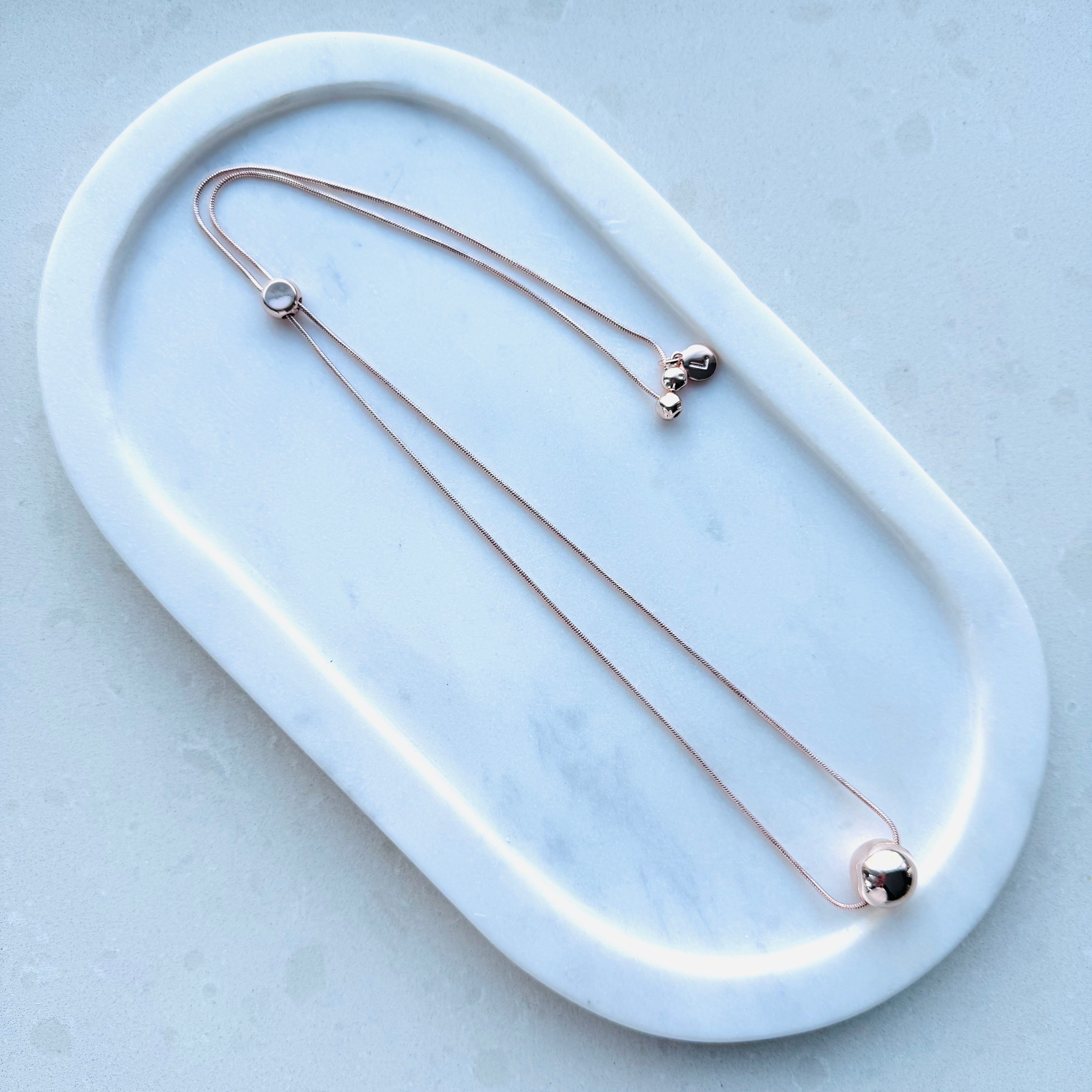 SHORT | Rose Gold Adjustable Ball Necklace