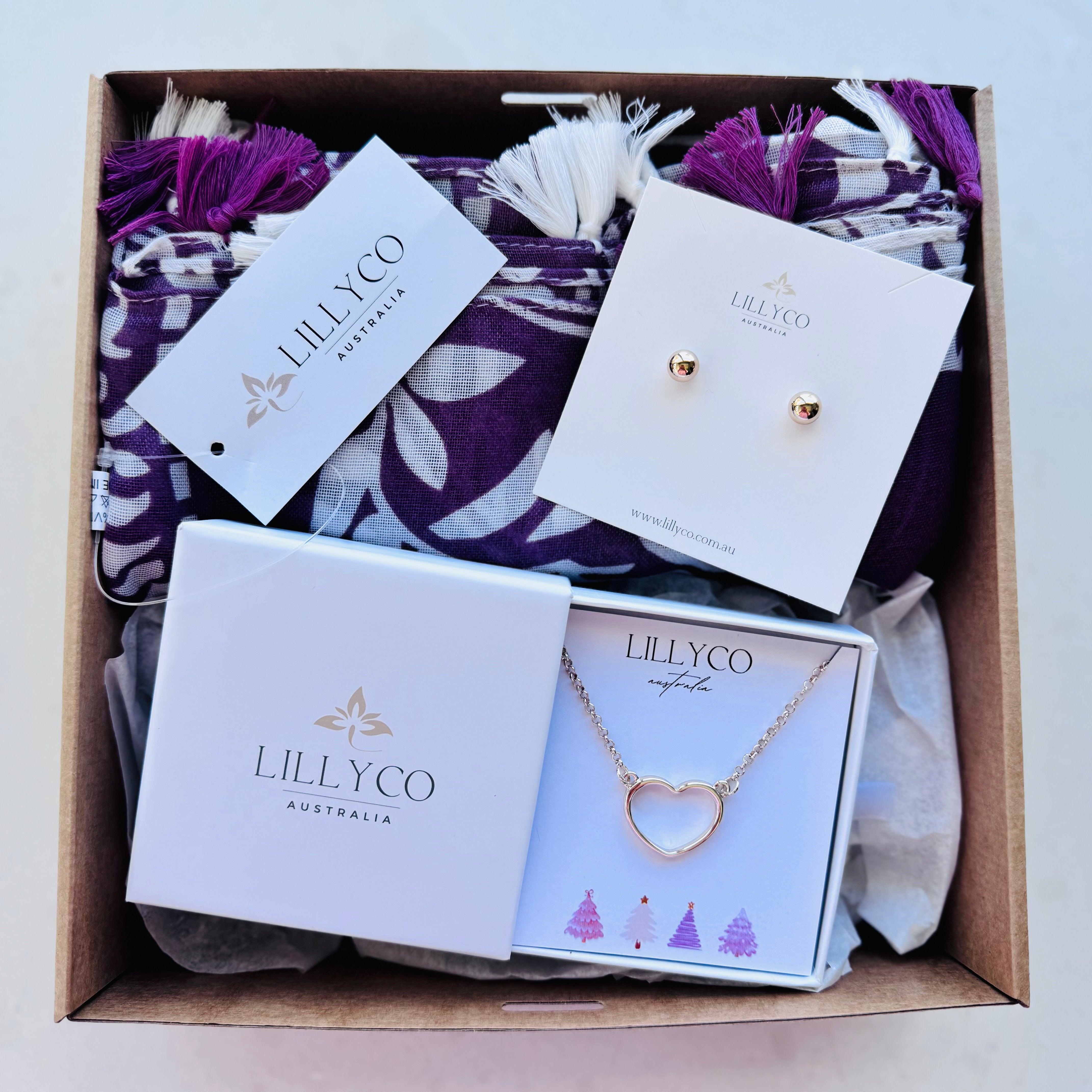 Xmas Gift Pack | Large | Light Gold Jewellery | Earrings | Scarf