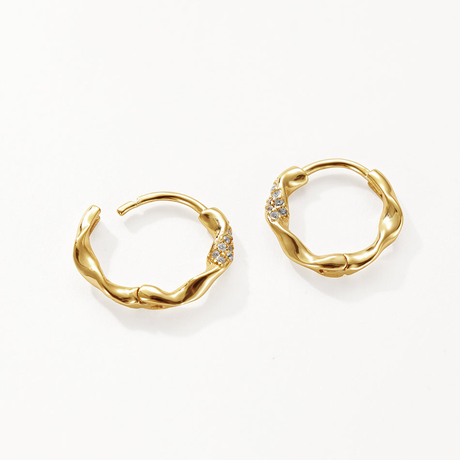 18K Plated | Gold & Cubic Zirconia Hoop Earrings