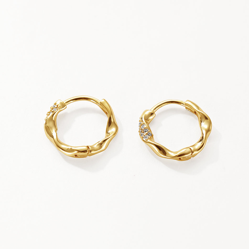 18K Plated | Gold & Cubic Zirconia Hoop Earrings