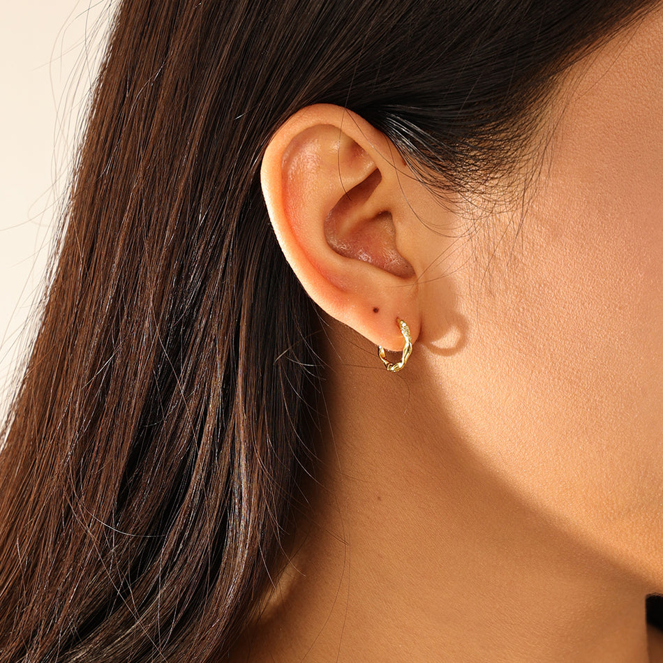 18K Plated | Gold & Cubic Zirconia Hoop Earrings