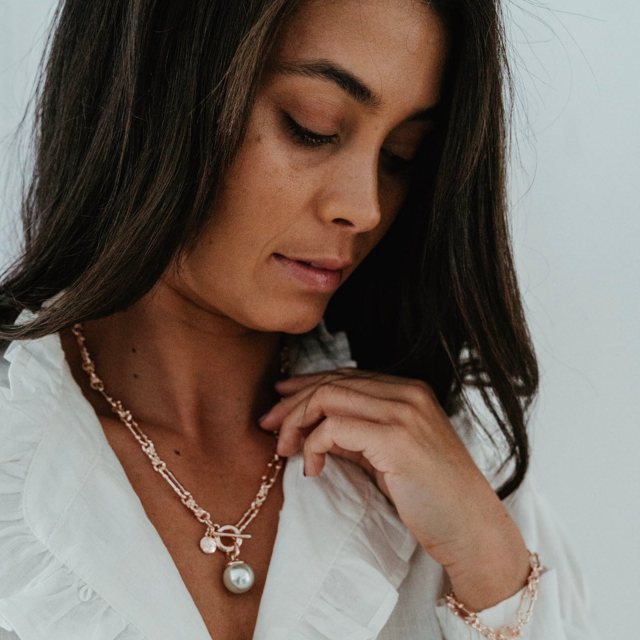 SHORT | Rose Gold Single Pearl Necklace