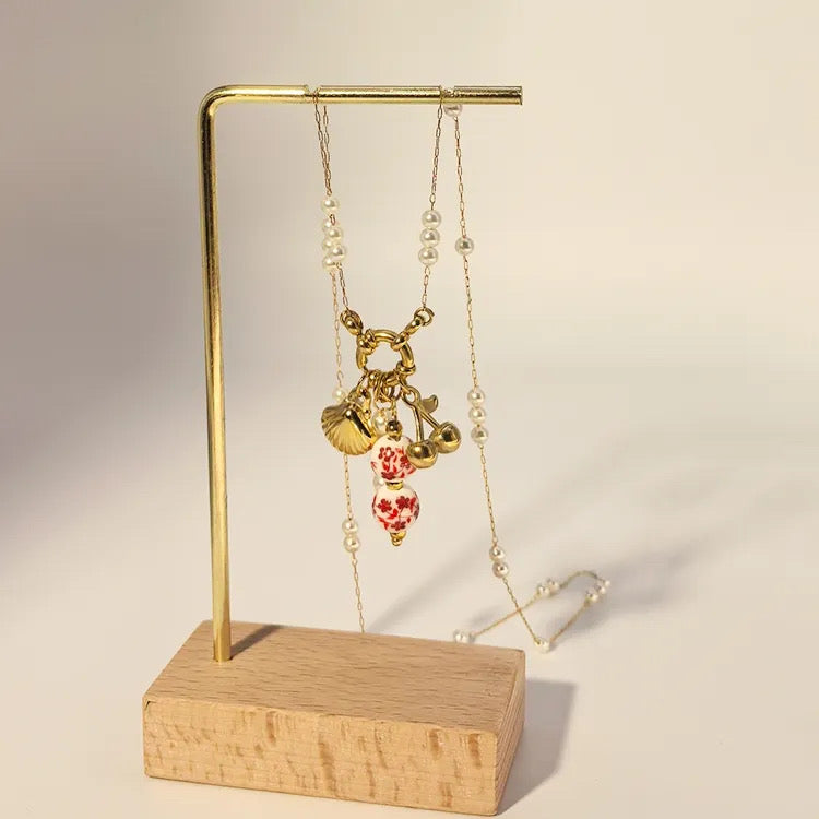 Red Cherry Gold Charm Necklace