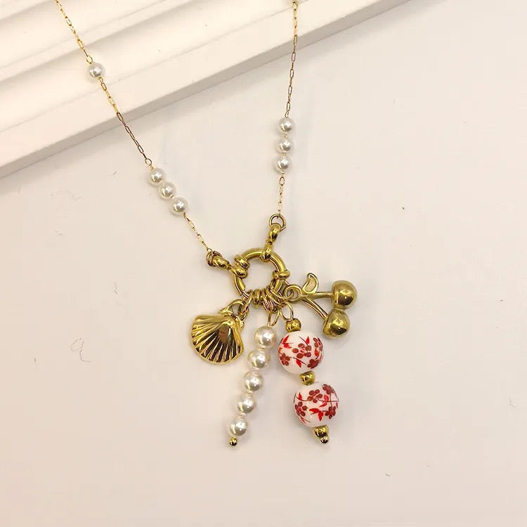 Red Cherry Gold Charm Necklace