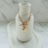 Light Gold Link With Solid Love Heart Bracelet