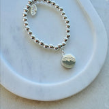 Silver Beads with Cubic Zirconia Disc Bracelet
