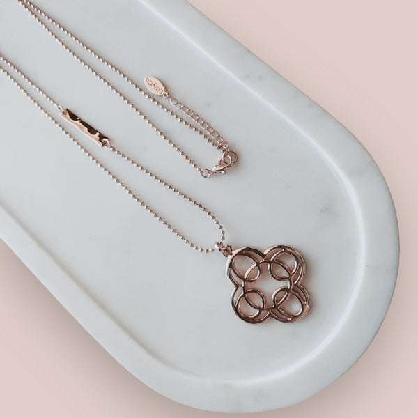 Rose Gold Flower Scroll Necklace