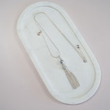 Silver Rhinestone & Silver Tassel Necklace