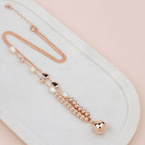 Rose Gold Beads & Pearl Ball Necklace