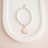 Silver & Rose Gold "LOVE" Pendant Bracelet