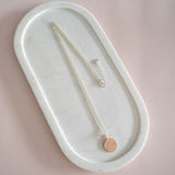 LONG | Rose Gold & Silver Disc "LOVE" Necklace