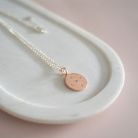 LONG | Rose Gold & Silver Disc "LOVE" Necklace