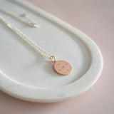 LONG | Rose Gold & Silver Disc "LOVE" Necklace