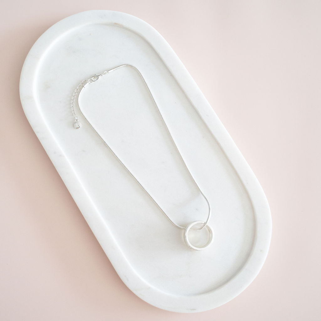 SHORT | Silver 3 Ring Cubic Zirconia's Necklace