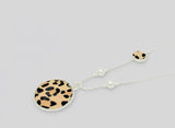 Matt Silver Leppord Print Disc Necklace