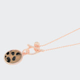 Rose Gold Brown Leppord Print Disc Necklace