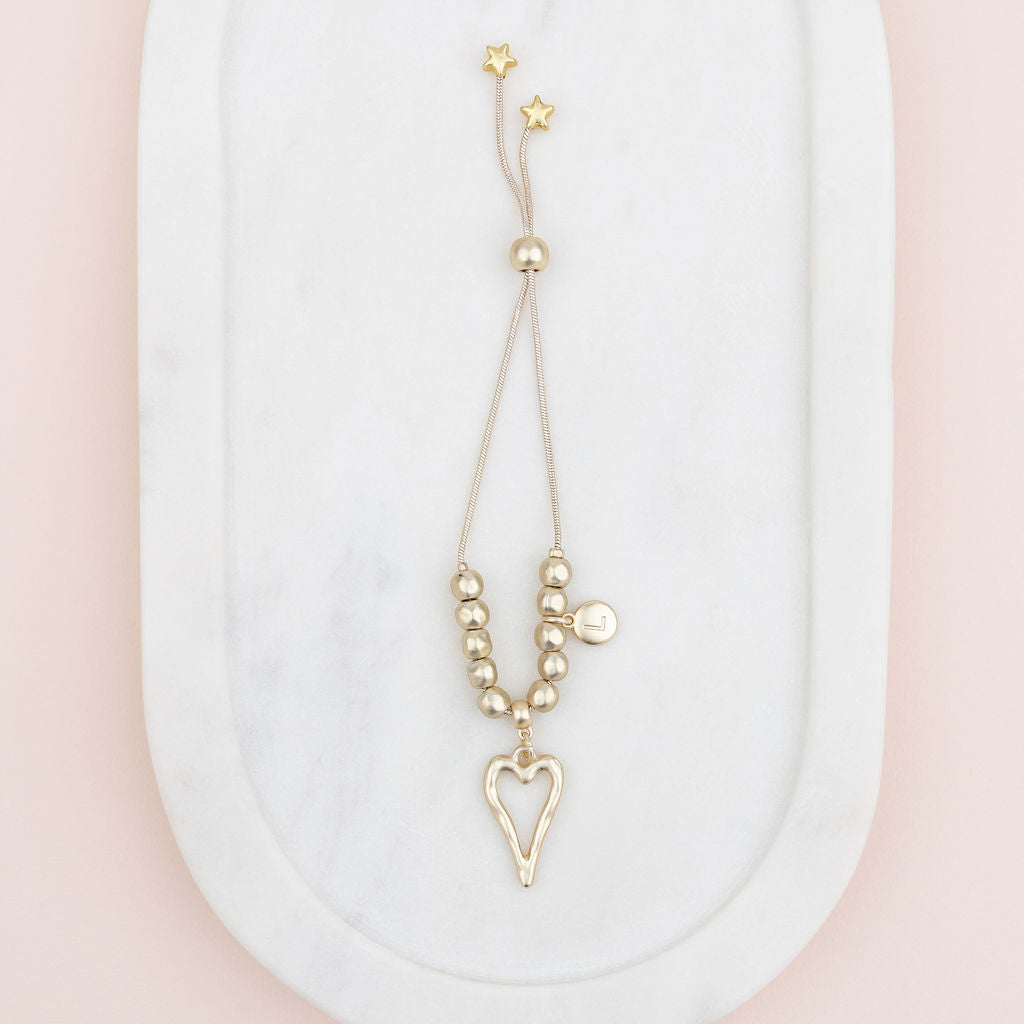 Matt Light Gold Heart Adjustable Bracelet