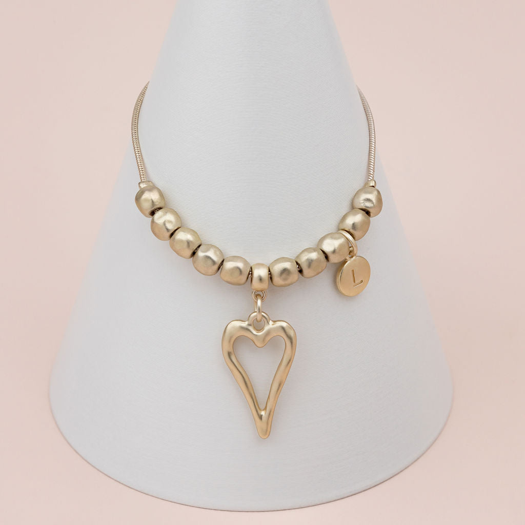 Matt Light Gold Heart Adjustable Bracelet