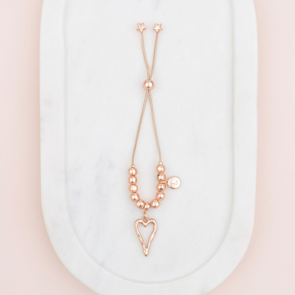 Matt Rose Gold Heart Adjustable Bracelet