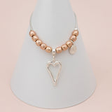 Matt Silver & Rose Gold Heart Adjustable Bracelet