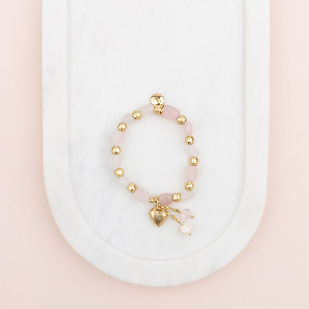 Pretty Matt Gold with Rose Quartz Bracelet