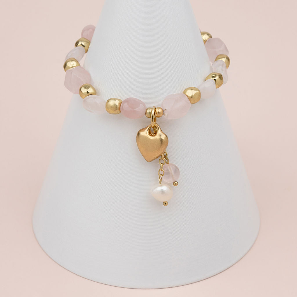 Pretty Matt Gold with Rose Quartz Bracelet