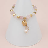 Pretty Matt Gold with Rose Quartz Bracelet