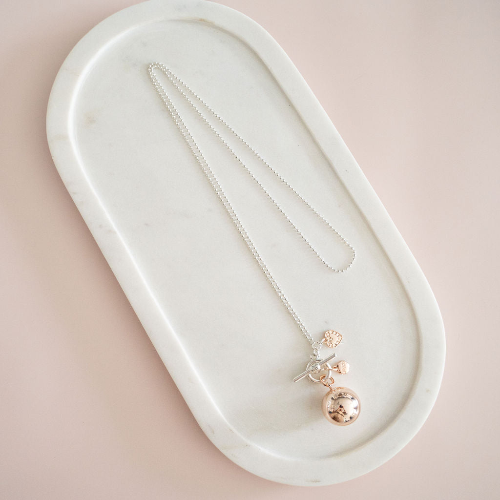 LIMITED EDITION | LONG | Rose Gold & Silver Ball Necklace