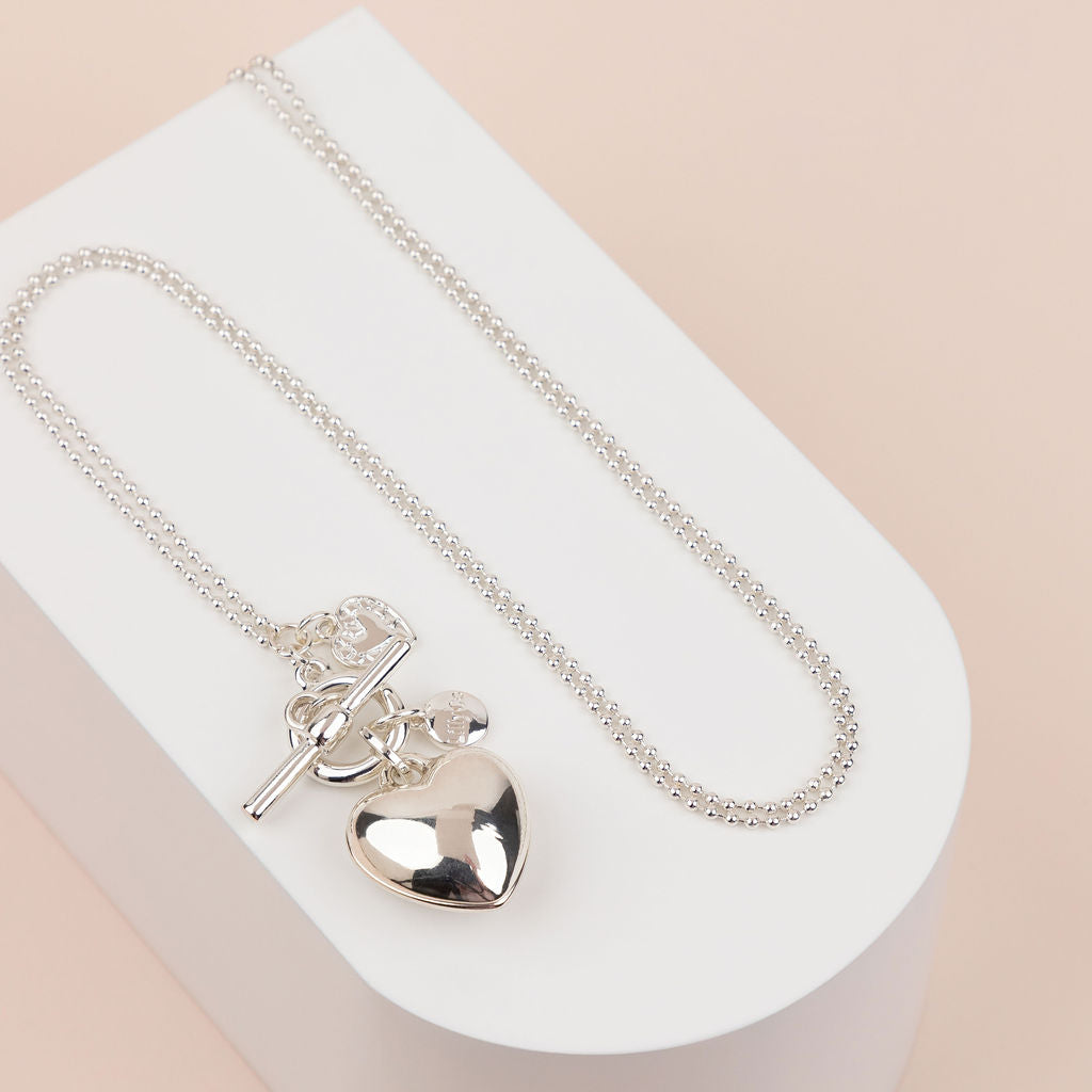 LIMITED EDITION | Silver Toggle with Thick Chain with Heart Necklace