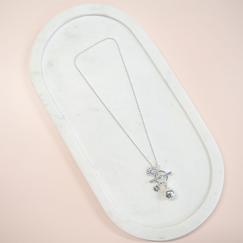 SHORT | Silver Toggle Ball Necklace