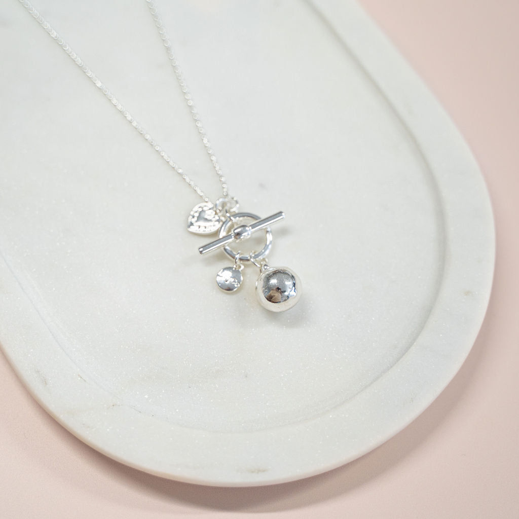 SHORT | Silver Toggle Ball Necklace
