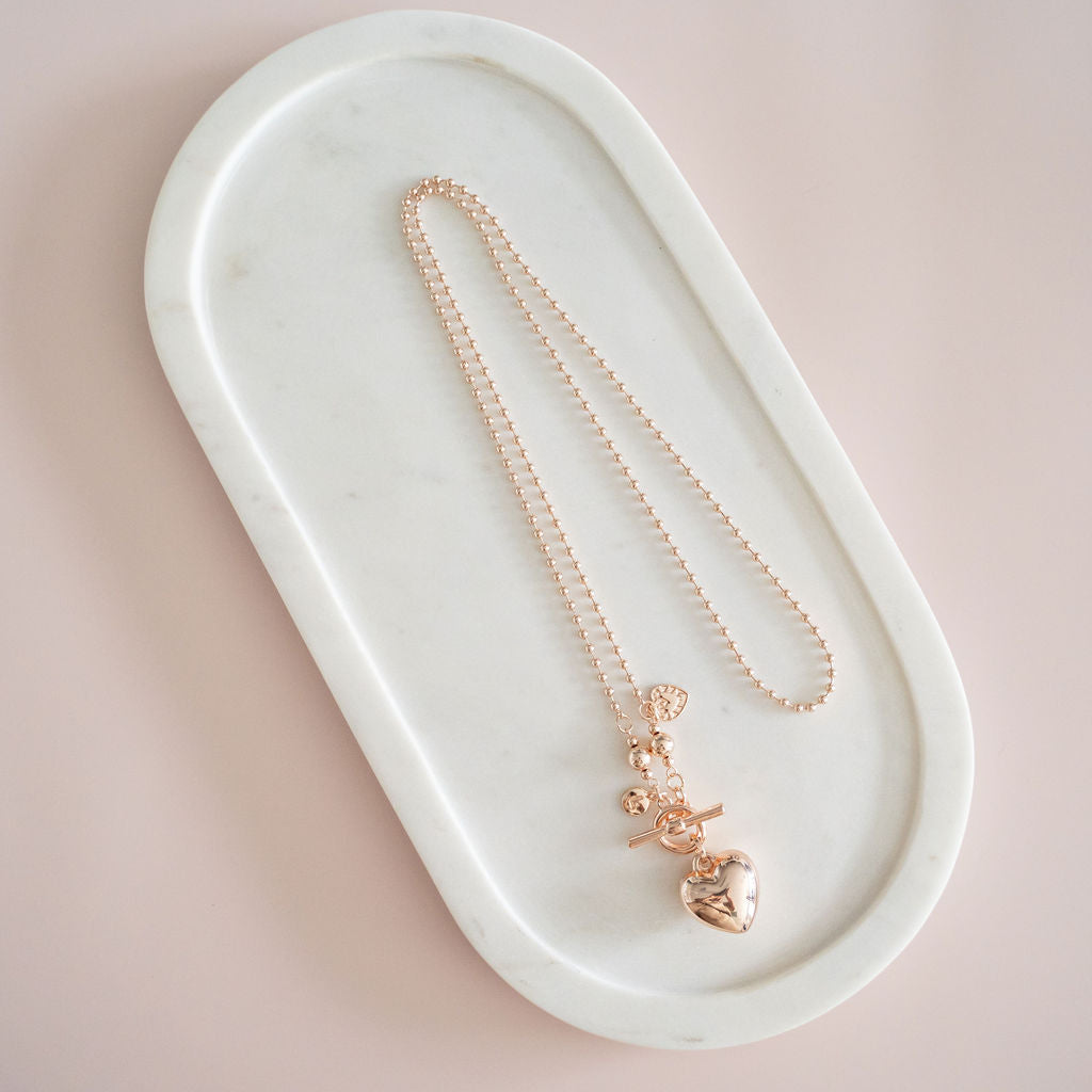 LIMITED EDITION | Rose Gold Toggle with Thick Chain with Heart Necklace
