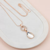 Rose Gold Chain w Clear Crystal Necklace