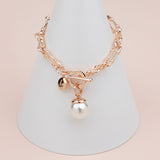Rose Gold Single Pearl Toggle Bracelet