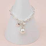 Silver Single Pearl Toggle Bracelet